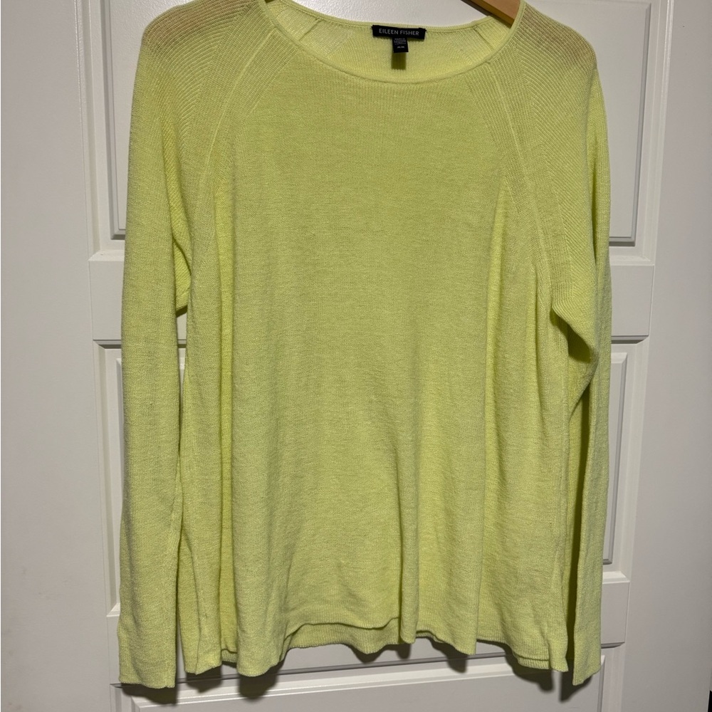 Eileen Fisher Lime Green Crew Neck Sweater